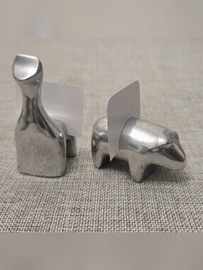 Eight VTG Silver Accent Animal Shaped Place Card Holders